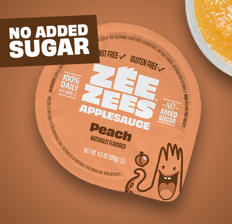 Zee Zees, Applesauce Cup, Peach, I/W, 4.5oz